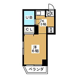 レスパス千種 1Kの間取図画像