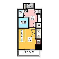 プログレンス栄 1Kの間取図画像