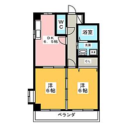 第3タジックビル 2DKの間取図画像
