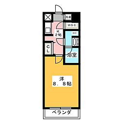 プライムアーバン泉 1Kの間取図画像