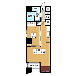 アモンフォンテーヌ 1LDKの間取図画像
