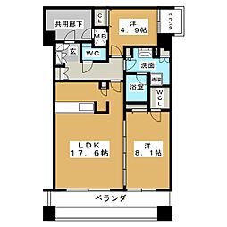 グラン・アベニュー白川公園 2LDKの間取図画像
