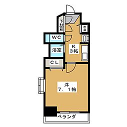 プレサンス名古屋城前 1Kの間取図画像