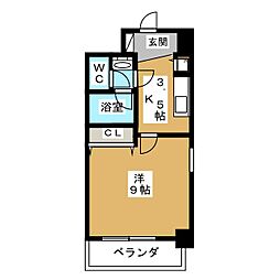 プロシード新栄 1Kの間取図画像