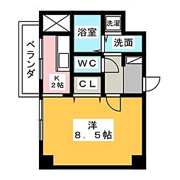 クラシタイヤー新栄 1Kの間取図画像