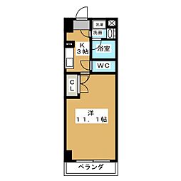 BSRESIDENCESAKAE 1Kの間取図画像