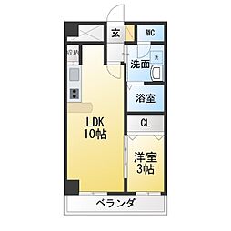 ヴェルジュコート1 1LDKの間取図画像