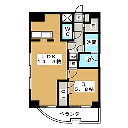 カレント新栄 1LDKの間取図画像