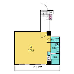 チサンマンション桜通久屋A棟 ワンルームの間取図画像