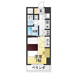 プログレンス栄 1Kの間取図画像