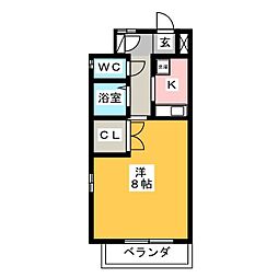 ドミール神谷 1Kの間取図画像