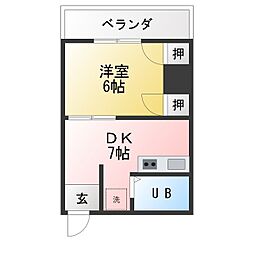 パークサイドメゾン伏見 1DKの間取図画像