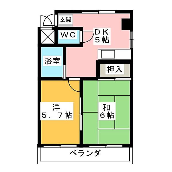 パークハイツ510 ｜愛知県名古屋市中川区福船町４丁目(賃貸マンション2DK・3階・35.90㎡)の写真 その2