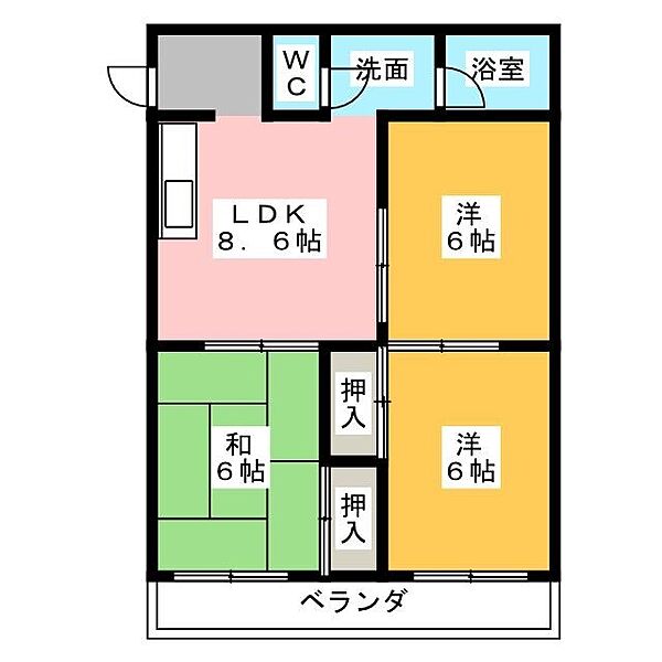 メゾン廣 ｜愛知県名古屋市中川区中郷１丁目(賃貸マンション3DK・3階・49.00㎡)の写真 その2