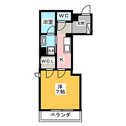 ブルームステージ 2階1Kの間取り