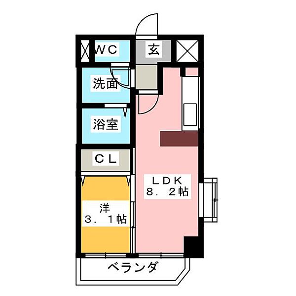 ＣＡＳＡ ＤＥＬ ＳＯＬ ｜愛知県名古屋市中川区荒中町(賃貸マンション1LDK・2階・31.30㎡)の写真 その2