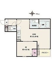 Jack ohataI 203 2階1LDKの間取り