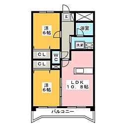 上高畑コーポ丸万 4階2LDKの間取り