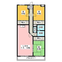 ハイゼ浅井 3LDKの間取図画像