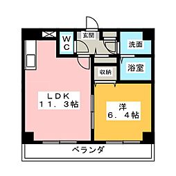 フローレス・コート 1LDKの間取図画像