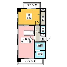 第3奥村マンション 1LDKの間取図画像