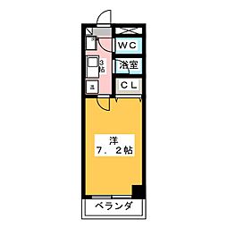 リヴェール荒子 1Kの間取図画像