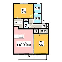 リッシュ・ヴェール 2LDKの間取図画像
