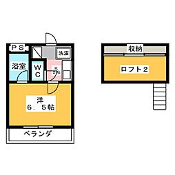 東起スカイメゾン 1Kの間取図画像