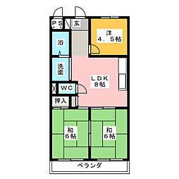レジデンスオークラ 3DKの間取図画像