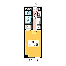 リヴェール荒子 1Kの間取図画像