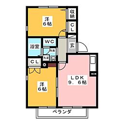 サンシャイン 2LDKの間取図画像