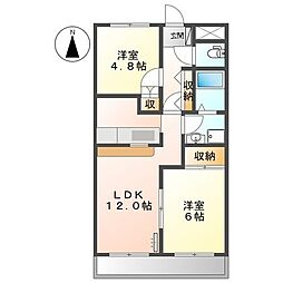 コンフォース東中島 2LDKの間取図画像