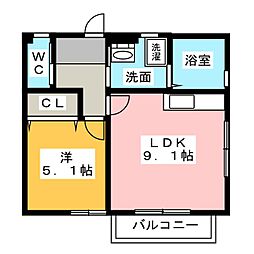 ジラソーレ1 1LDKの間取図画像