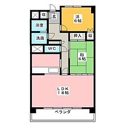 アベニューアオヤマ 2LDKの間取図画像