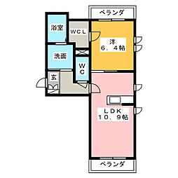 ラフィーナみなみ 1LDKの間取図画像