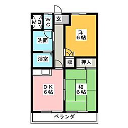 メゾン穂波 2DKの間取図画像