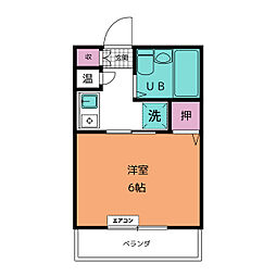 大福マンションパルナス八事裏山 1Kの間取図画像