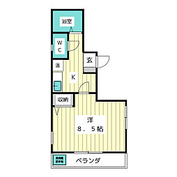 ベルクレスト八事 1Kの間取図画像