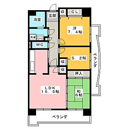 アーバンドエル八事石坂 3LDKの間取図画像