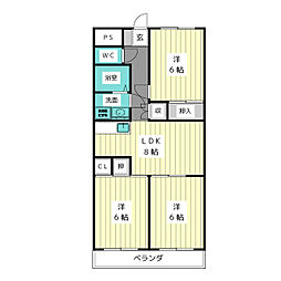 宮崎ビル 3LDKの間取図画像