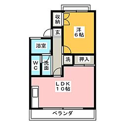 ヴィラ89 1LDKの間取図画像