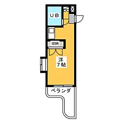 メゾン・ド・スクワール 4階ワンルームの間取り