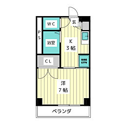 シュラインヒルズ 1Kの間取図画像