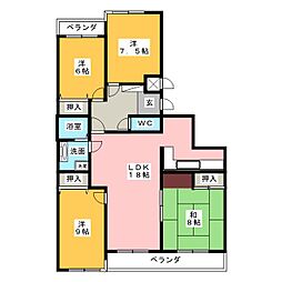 三旺マンション密柑山 4LDKの間取図画像