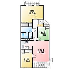 シャンボール山手D棟 3LDKの間取図画像