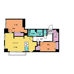 C.P.pure隼人町 2LDKの間取図画像