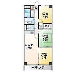 サンメゾン杁中 3LDKの間取図画像