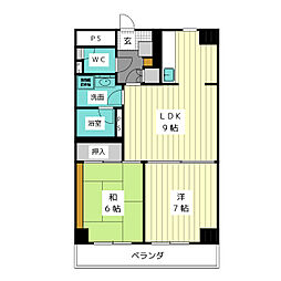 杁中スカイタウンB棟 2LDKの間取図画像