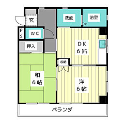 セントラルハイツ駒方 2DKの間取図画像