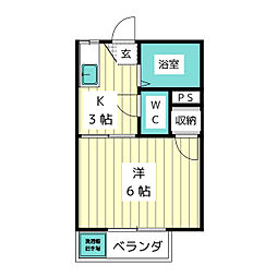 コーポ山中 1Kの間取図画像